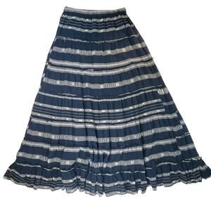 Denim & Supply Ralph Lauren Skirt Women M Blue Prairie Tiered 100% Cotton Boho